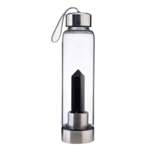 Botella de Cristal Obsidiana Negra