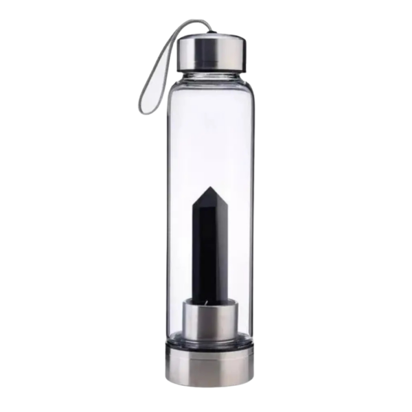 Botella de Cristal Obsidiana Negra